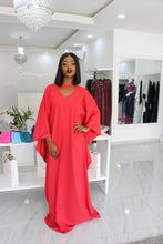 Yimi Red Crepe Fitted Kaftan
