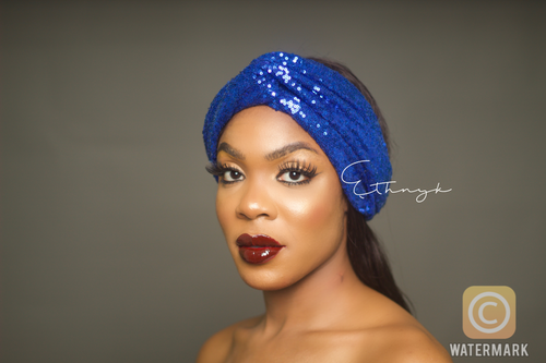 Royal Blue Metallic Sequin Turban Band