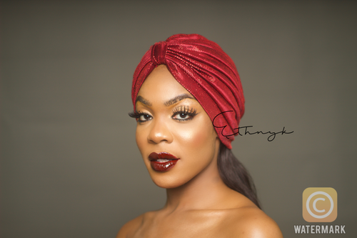 Metallic Burgundy Turban